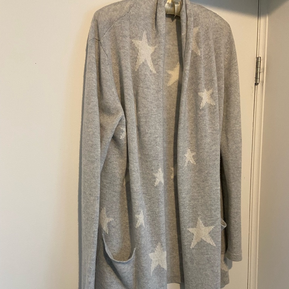 Pure Cashmere cardigan grey with cream stars